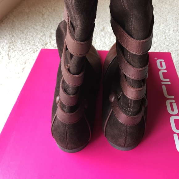 Fornarina chocolate suede and leather ankle boot - Picture 8 of 8